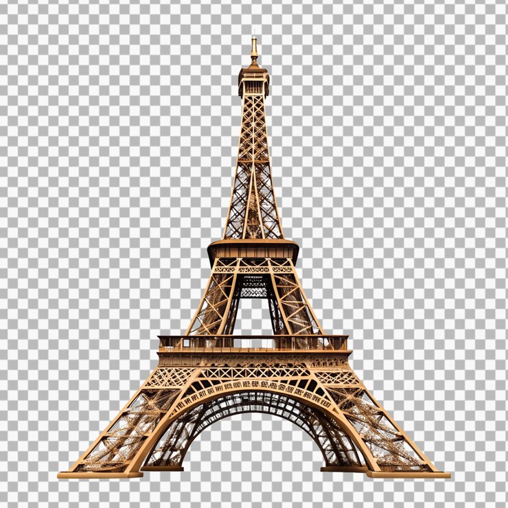 PSD la torre eiffel aislada en un fondo transparente ilustración de renderización en 3d