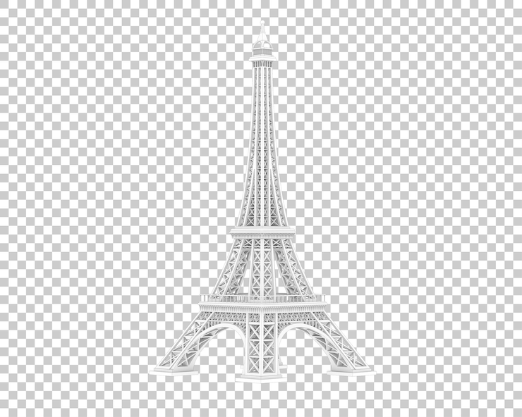 PSD la torre eiffel aislada en un fondo transparente ilustración de renderización en 3d