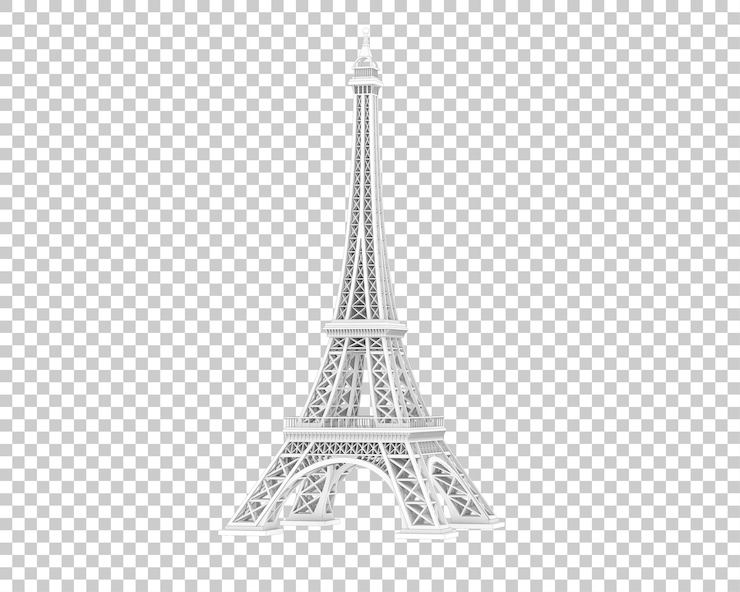 PSD la torre eiffel aislada en un fondo transparente ilustración de renderización en 3d