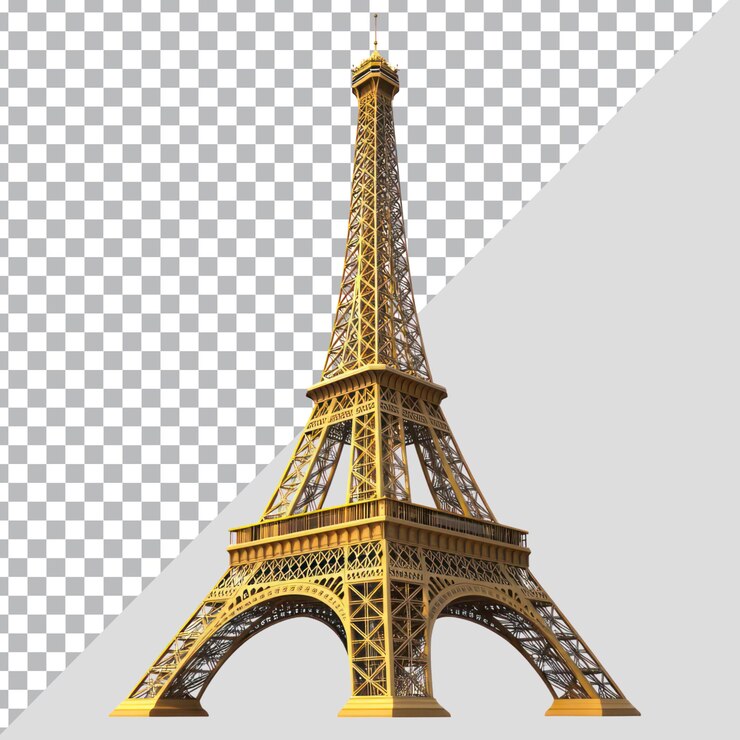 PSD la torre eiffel aislada sobre un fondo transparente