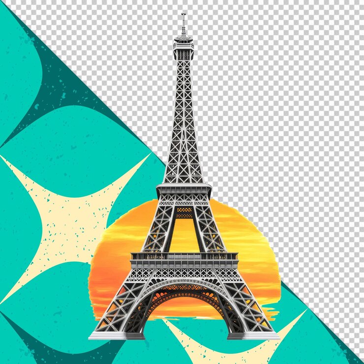 PSD la torre eiffel al atardecer es un hito parisiense icónico