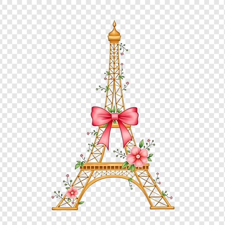 PSD torre eiffel con una cinta y un arco