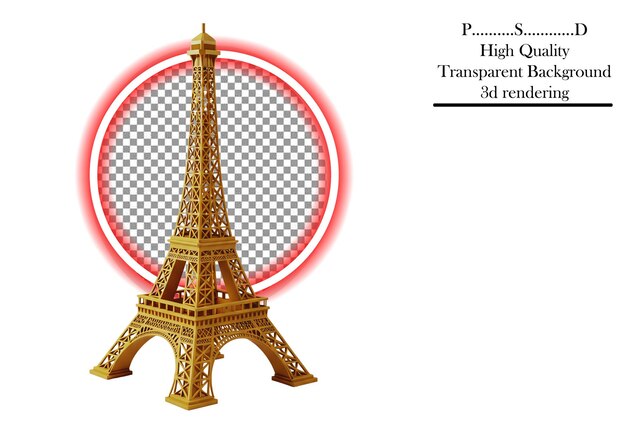 La Torre Eiffel dorada con un fondo transparente