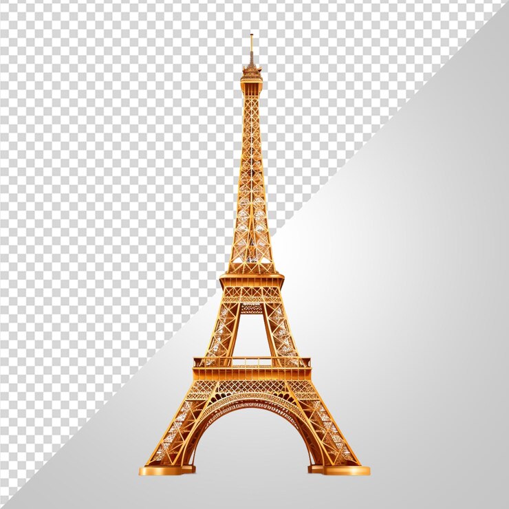 PSD la torre eiffel es un famoso monumento de parís, francia.