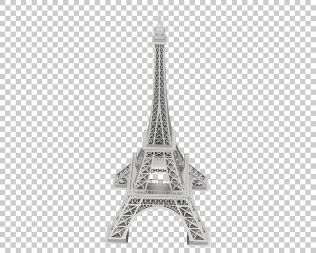 Torre eiffel isolada na ilustração de renderização 3d de fundo transparente