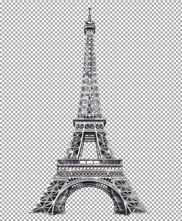 PSD torre eiffel png aislada en un fondo transparente