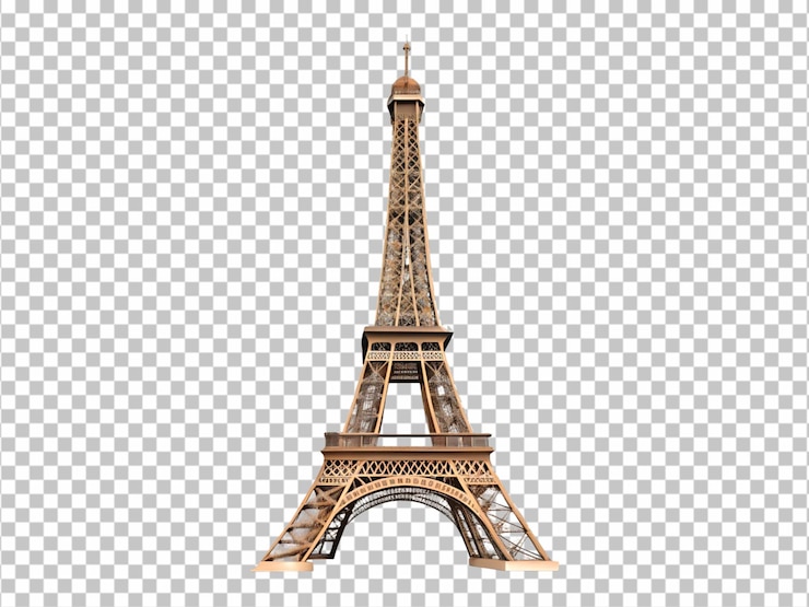 PSD torre eiffel de recuerdo sobre un fondo blanco