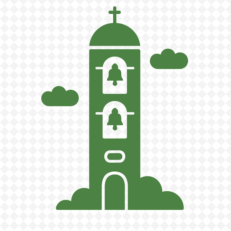PSD una torre de la iglesia con una cruz en la parte superior