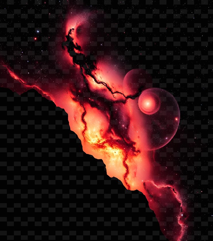 PSD torre de la pared de la galaxia con gran carmesí y bronce ondulante con gravitación un fondo de neón png
