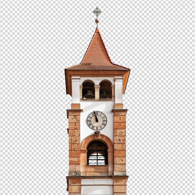 PSD torre del reloj aislada sobre un fondo transparente