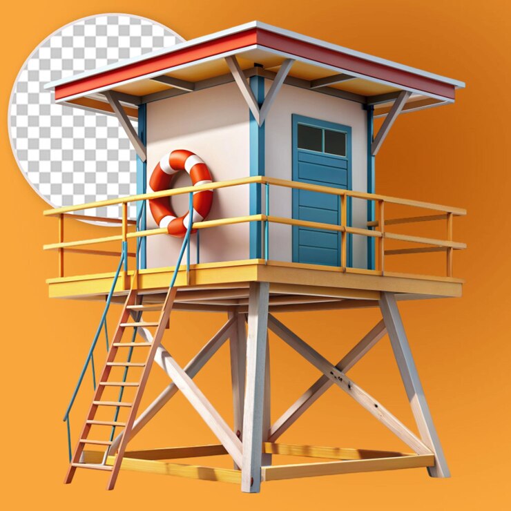 PSD torre de salvavidas de dibujos animados