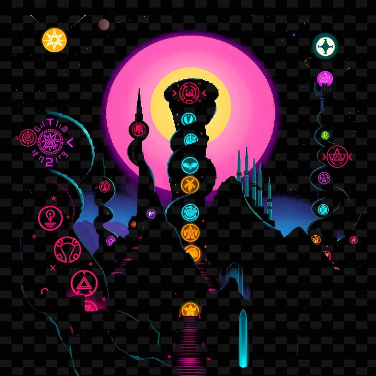 PSD las torres en espiral con glifos alienígenas las estructuras retorcidas se elevan en el s png house element designsk