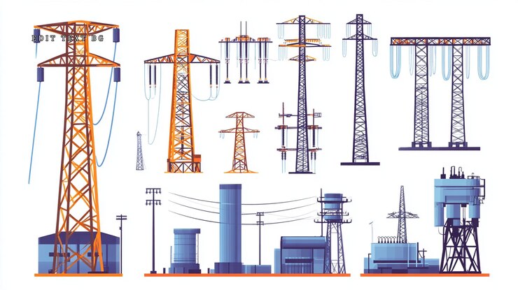 PSD torres de transmisión de electricidad, subestaciones y centrales eléctricas