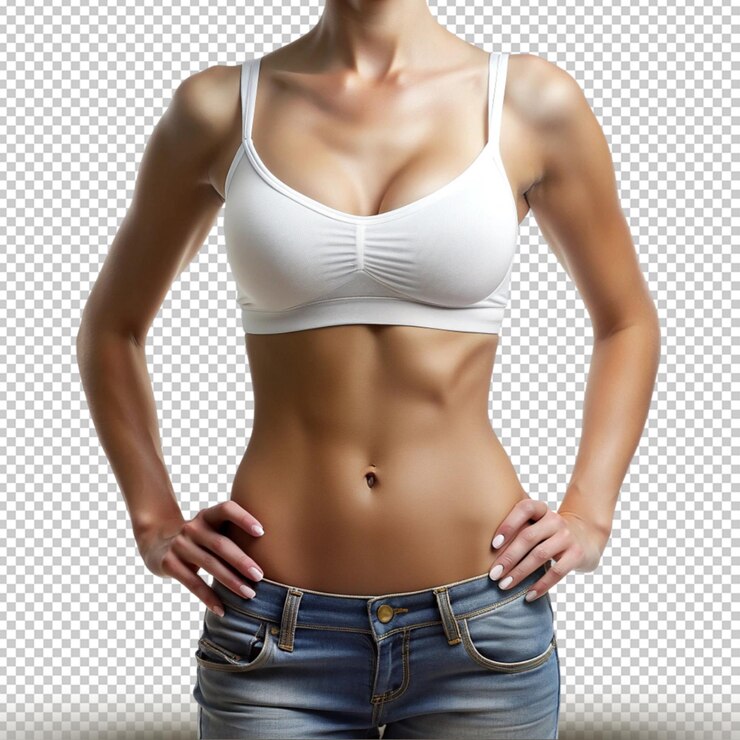PSD torso feminino isolado em fundo transparente