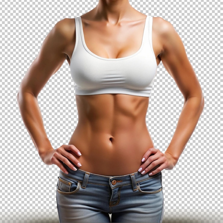 PSD torso feminino isolado em fundo transparente