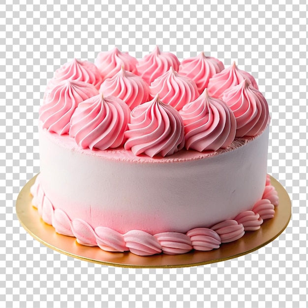 Torta com creme rosa sobre um fundo transparente