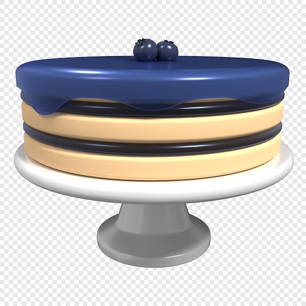 Torta con marmellata di mirtillo 3D torta di mirtillo Torta con gocce di glassa di mirtillo blu liquido