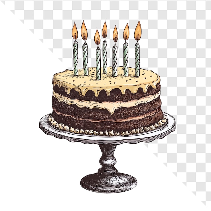 PSD torta de cumpleaños festiva con velas encendidas celebración alegre dulce regalo