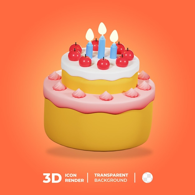 PSD torta de cumpleaños del icono 3d