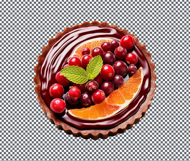 PSD torta de cranberry de chocolate fresco e delicioso isolada sobre um fundo transparente