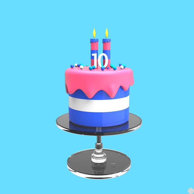 PSD torta di compleanno con rendering 3d con illustrazione isolata dello spazio della copia in colori pastello del supporto