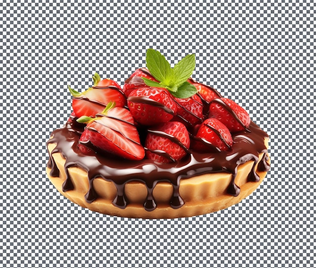 Torta de fresa de chocolate fresca y deliciosa aislada sobre un fondo transparente