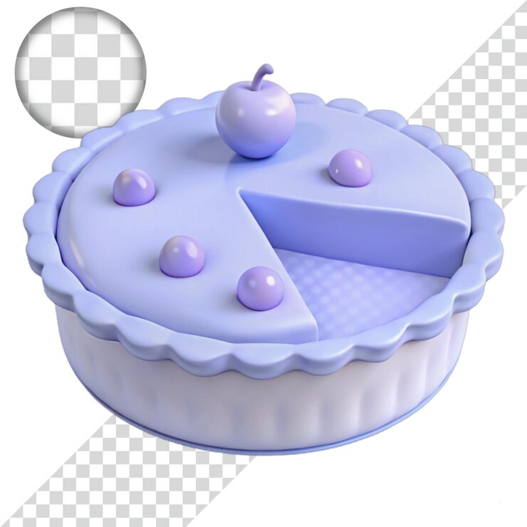 PSD torta púrpura con una rebanada que falta