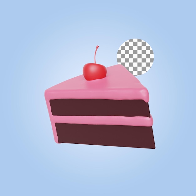 torta rosa e marrone con una ciliegina sulla torta illustrazione di rendering 3D