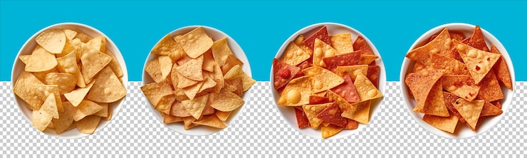 PSD tortilla mexican nachos chips sur bol blanc vue de dessus avec fond transparent generative ai