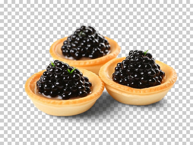 PSD tortinhas com caviar preto isolado em fundo transparente png psd