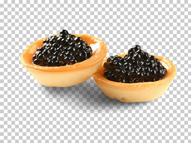 PSD tortinhas com caviar preto isolado em fundo transparente png psd