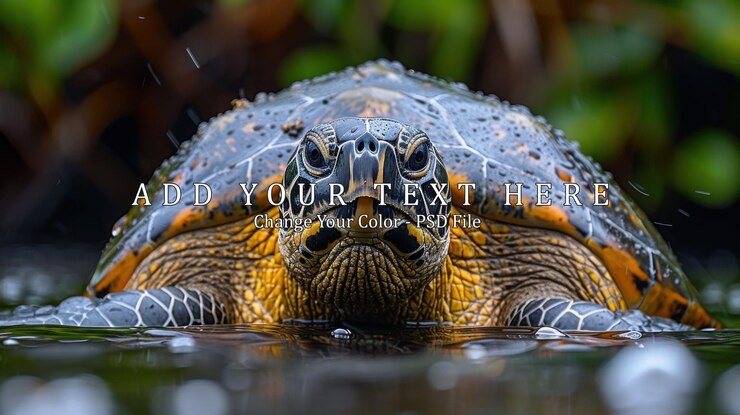 PSD une tortue émergeant de l'eau
