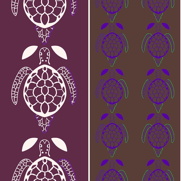 Tortue de mer avec une silhouette ovale, une conception minimale organique et des conceptions vectorielles de motifs naturels