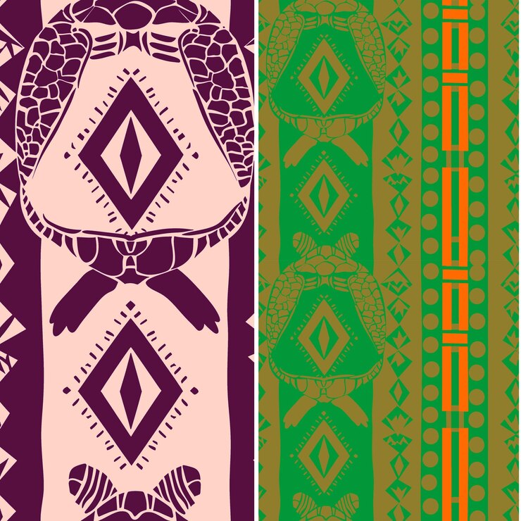 PSD tortue de mer avec silhouette ovale design graphique minimal tribal design vectoriel de motifs naturels