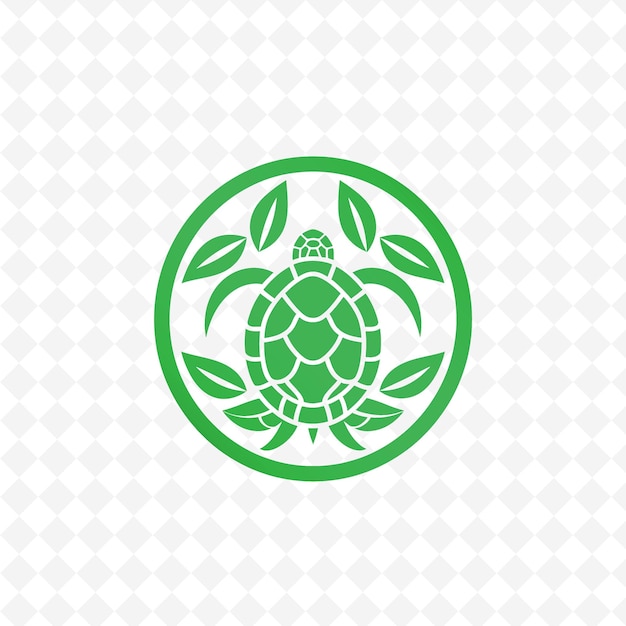 PSD tortuga en un círculo verde con un patrón de tortuga