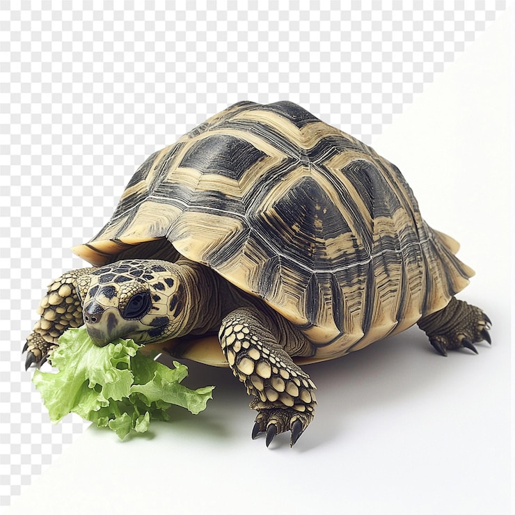 PSD una tortuga está comiendo una ensalada de lechuga