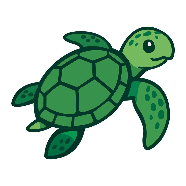 PSD la tortuga marina de dibujos animados nadando en el océano