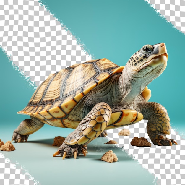 Tortuga sola sobre un fondo transparente