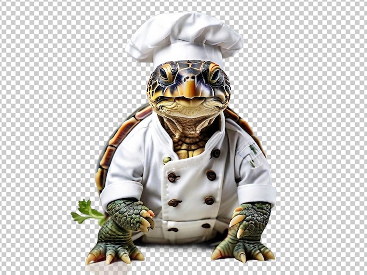 PSD una tortuga con un vestido de chef