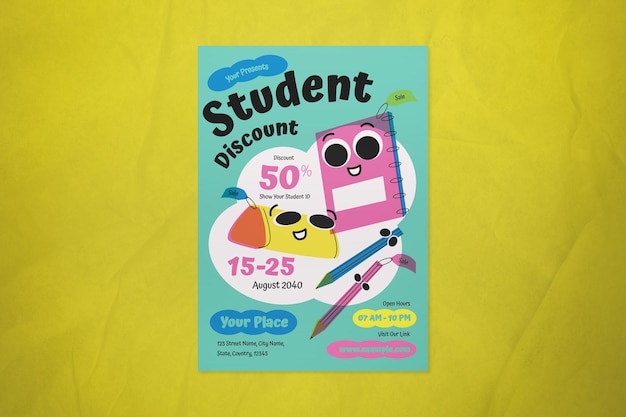 Tosca Doodle Flyer de desconto para estudantes