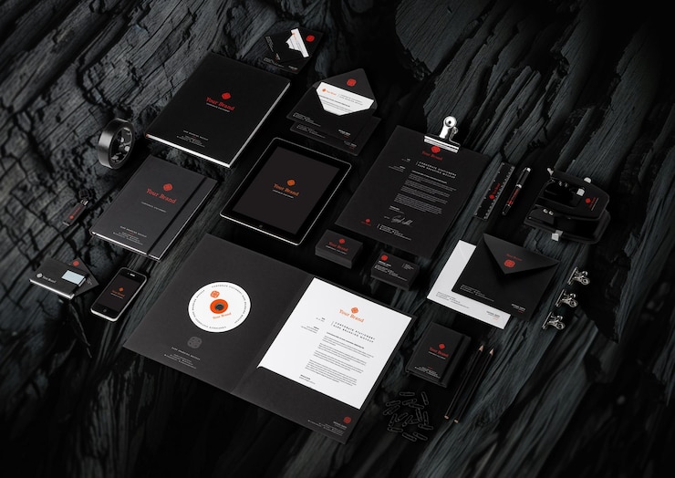 PSD total premium branding mockup set corporate identity schreibwaren- und büroelemente