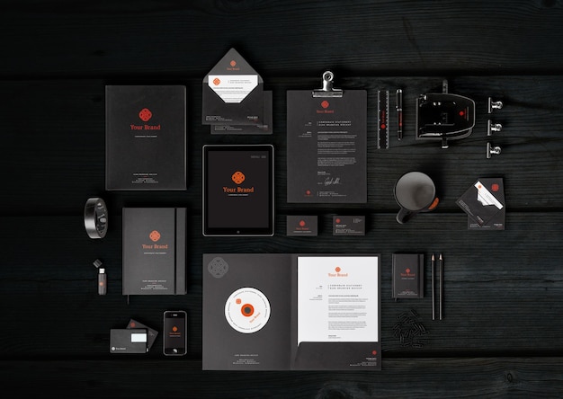 Total Premium Branding Mockup Set Identidade Corporativa Escritório Amplificador Elementos de Escritório
