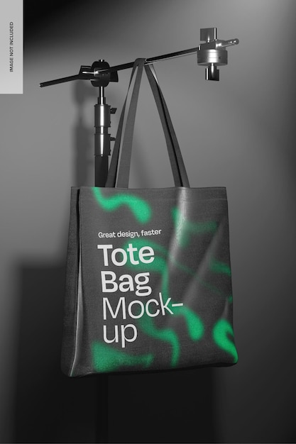 Tote Bag em Mockup de Estúdio Escuro