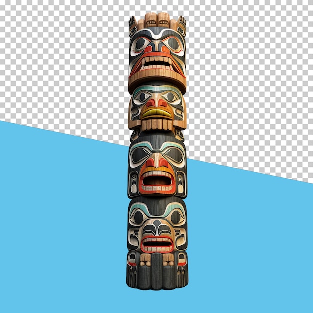 PSD totem pole objeto isolado fundo transparente