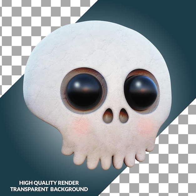 PSD totenkopf-charakter-kopf-illustration im 3d-stil