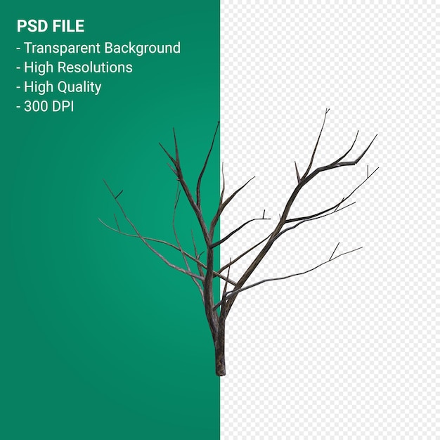 Toter Baum 3d render isoliert