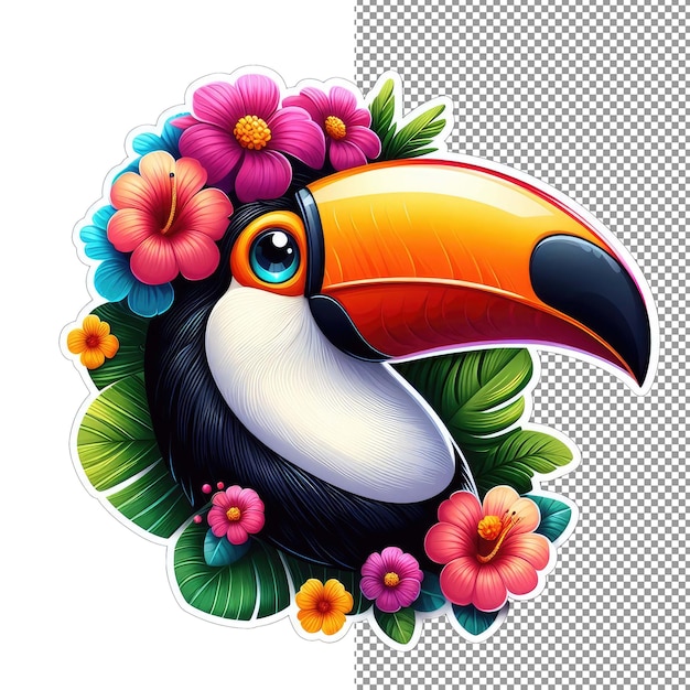 PSD toucan tropics cute face sticker le délice du visage