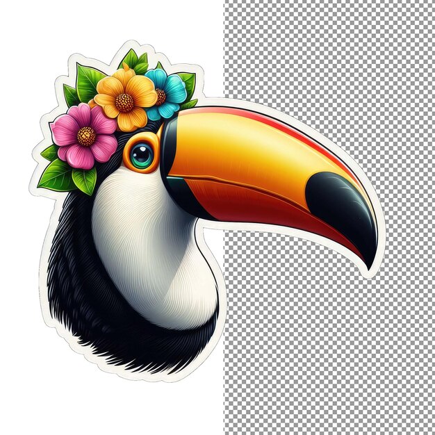 PSD toucan tropics cute face sticker delight