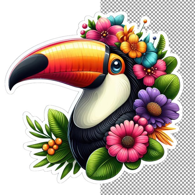 PSD toucan tropics cute face sticker delight