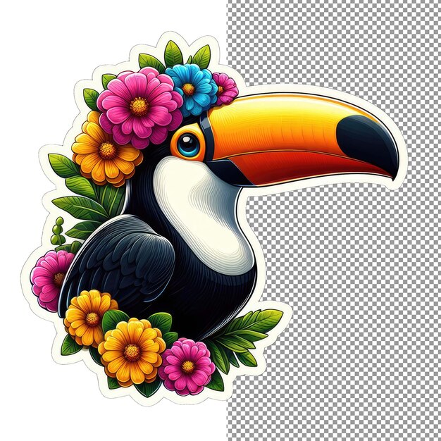 PSD toucan tropics cute face sticker delight